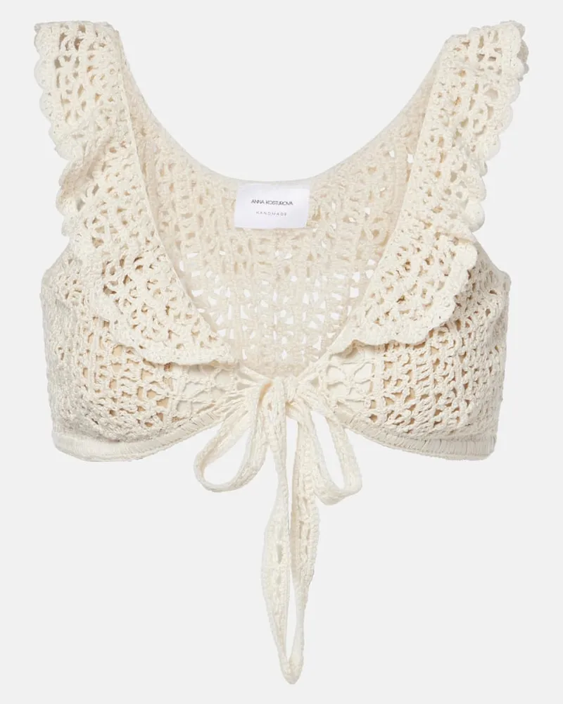 Anna Kosturova Top Brigitte in crochet di cotone Bianco