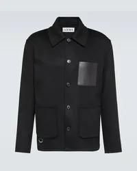 Loewe Giacca camicia in lana e cashmere con pelle Nero