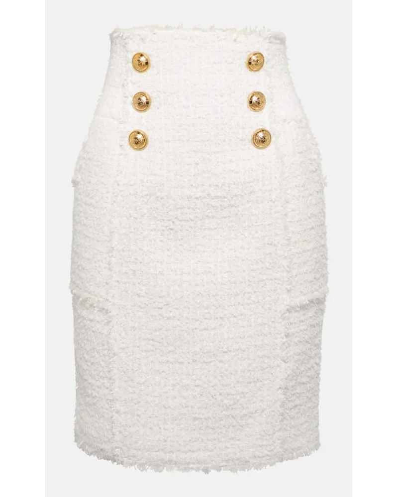 Balmain Minigonna in tweed a vita alta Bianco