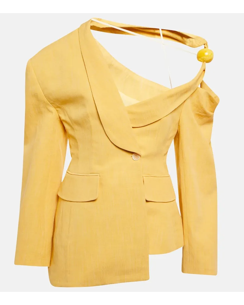 Jacquemus Blazer La Veste Baska in misto lino Giallo