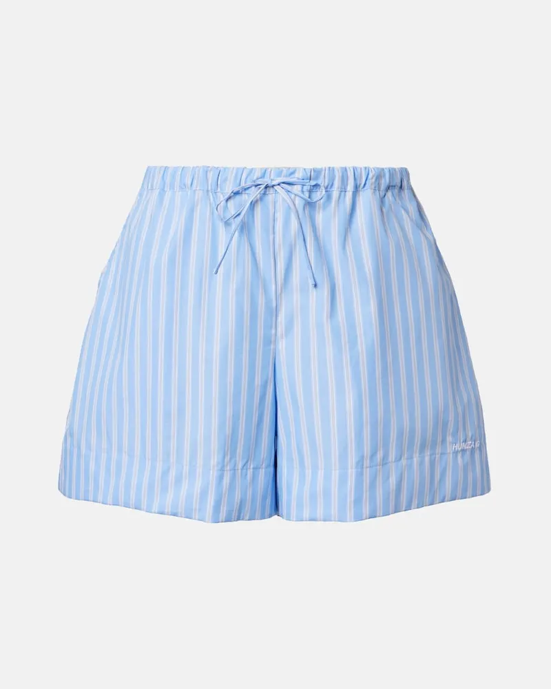 Hunza G Shorts in popeline di cotone a righe Blu
