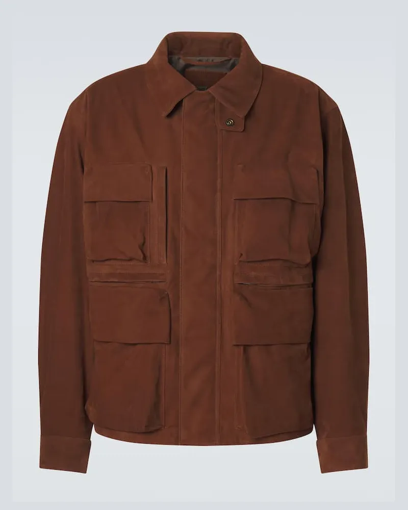 Christophe Lemaire Field jacket in suede Marrone
