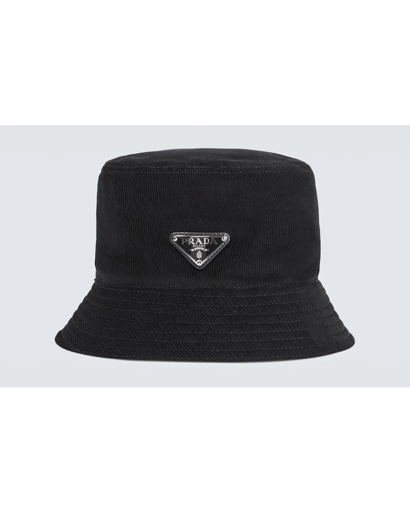 Prada Cappello da pescatore in velluto a coste Nero