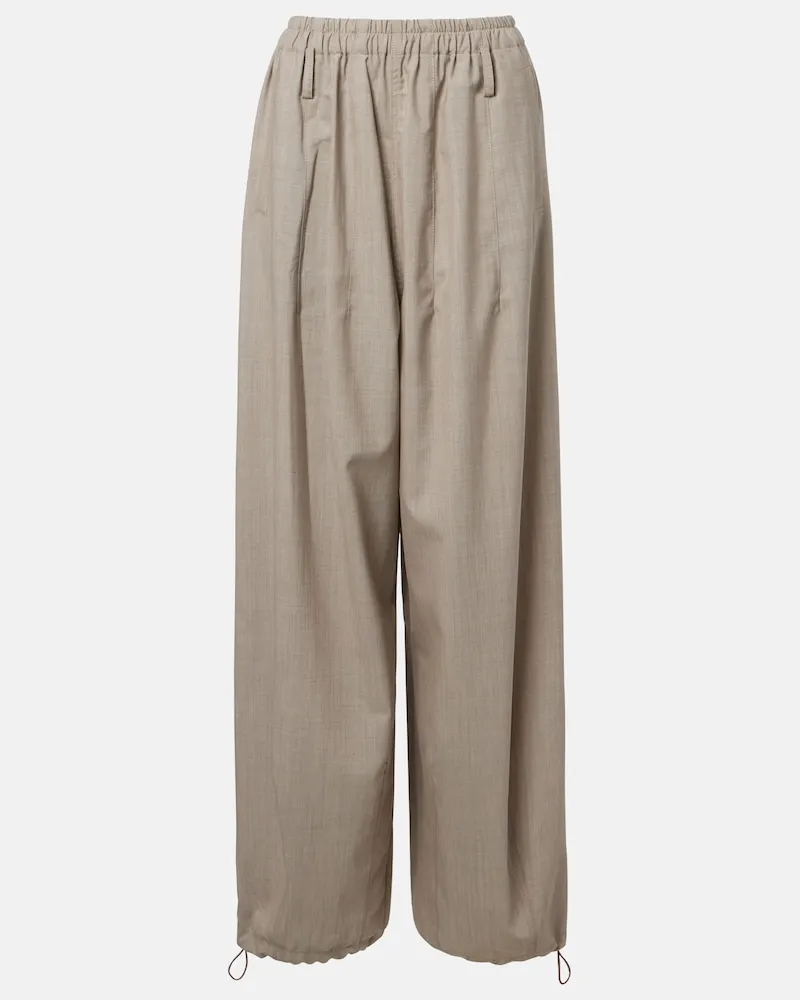 FRANKIE Shop Pantaloni Oakdale in lana vergine Beige
