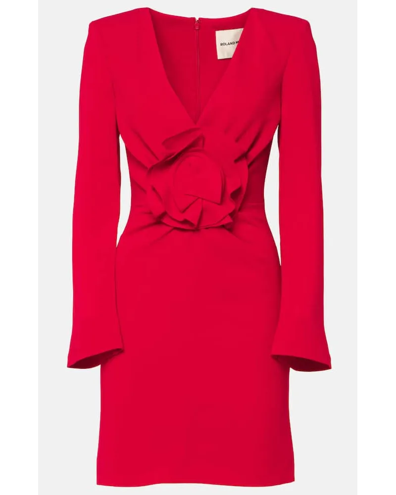 Roland Mouret Abito corto in cady con applicazione floreale Rosso