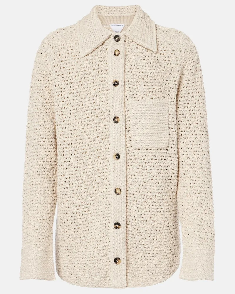Bottega Veneta Camicia in crochet di cotone Beige