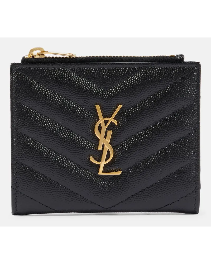 Saint Laurent Portafoglio Monogram in pelle con zip Nero