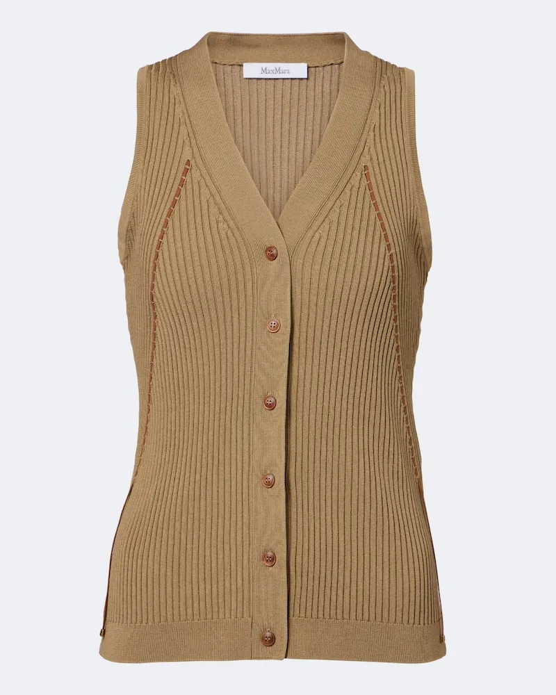 Max Mara Top in maglia a coste di misto cotone Verde