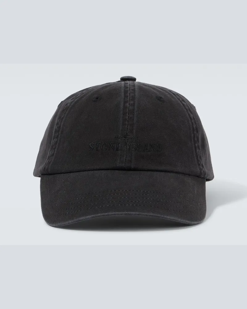Stone Island Cappello da baseball in cotone con logo Nero