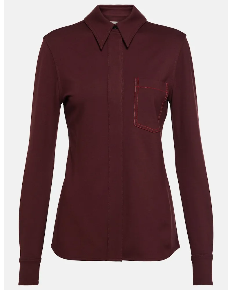 Victoria Beckham Camicia in tessuto stretch Marrone