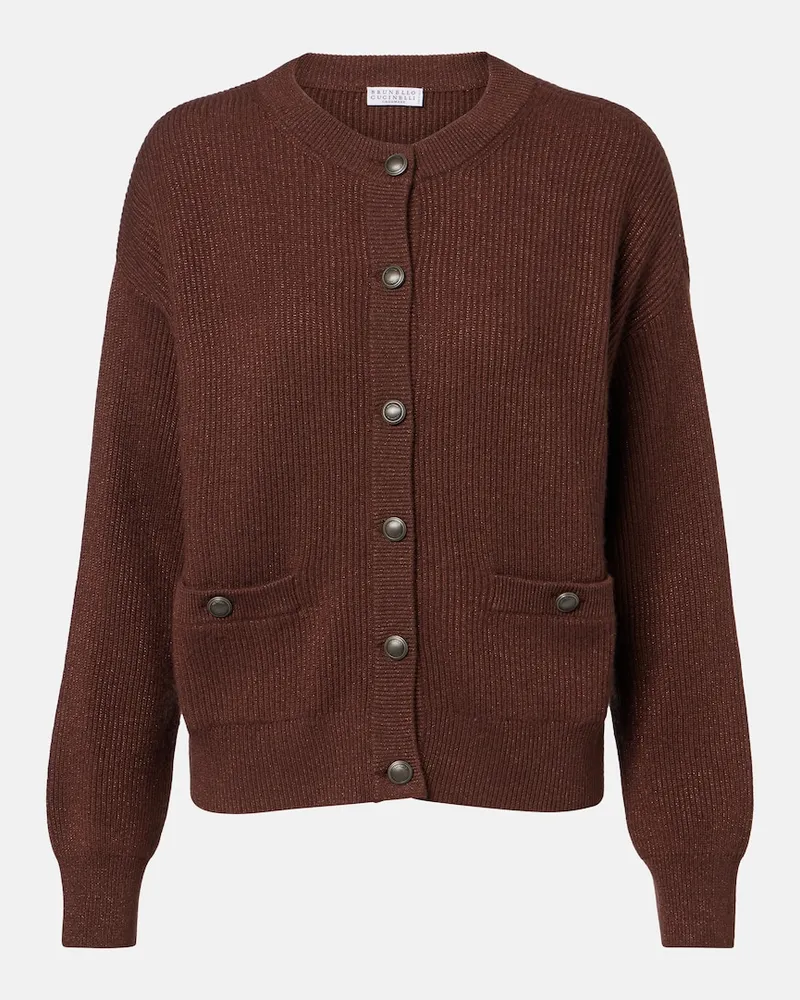 Brunello Cucinelli Cardigan in misto cashmere Marrone
