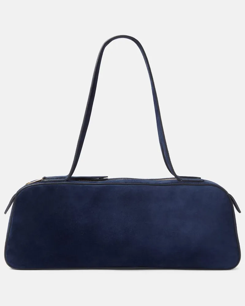 KHAITE Borsa a spalla Simona in suede Blu