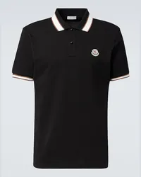 Moncler Polo in piquè di cotone con logo Nero