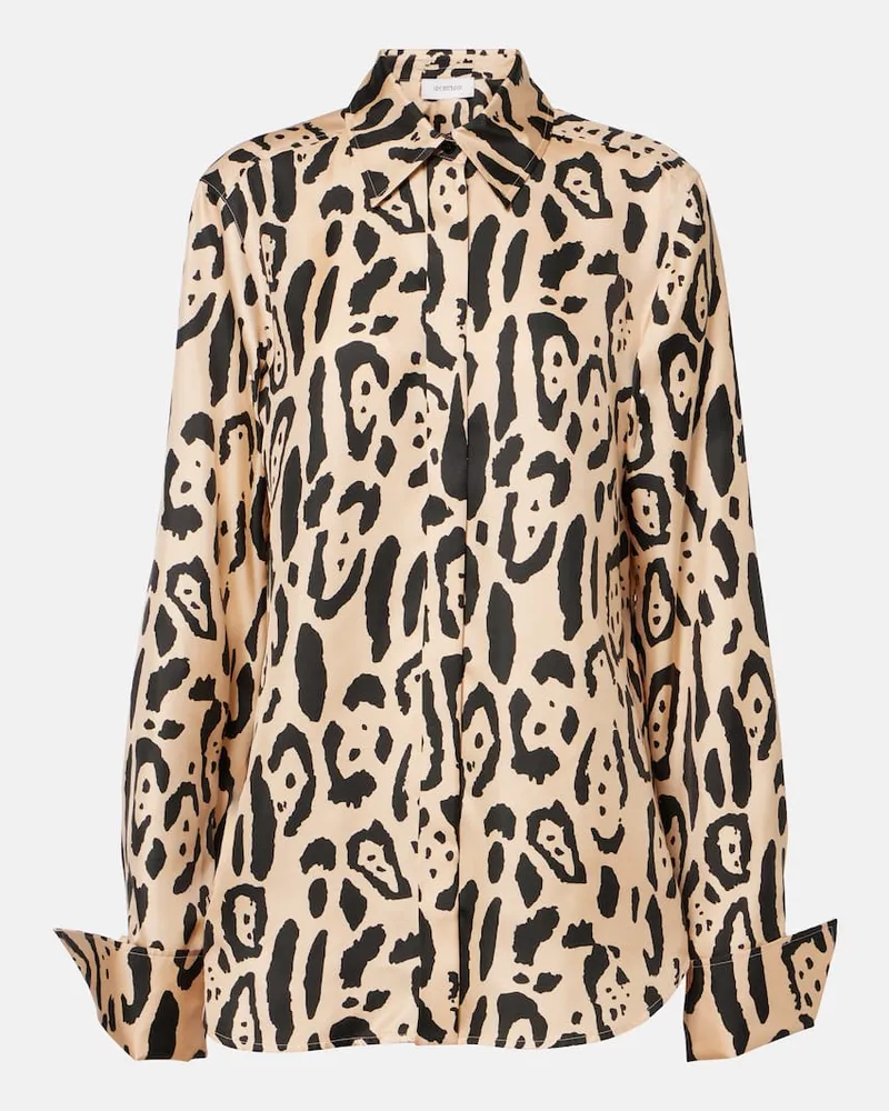 SPORTMAX Top Armony in seta con stampa leopardata Marrone