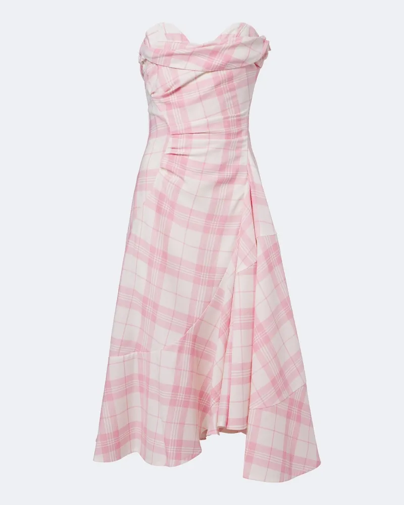 Vivienne Westwood Abito bustier Spiral in misto lana a quadri Rosa