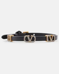 Valentino Garavani Bracciale VLogo in pelle Nero