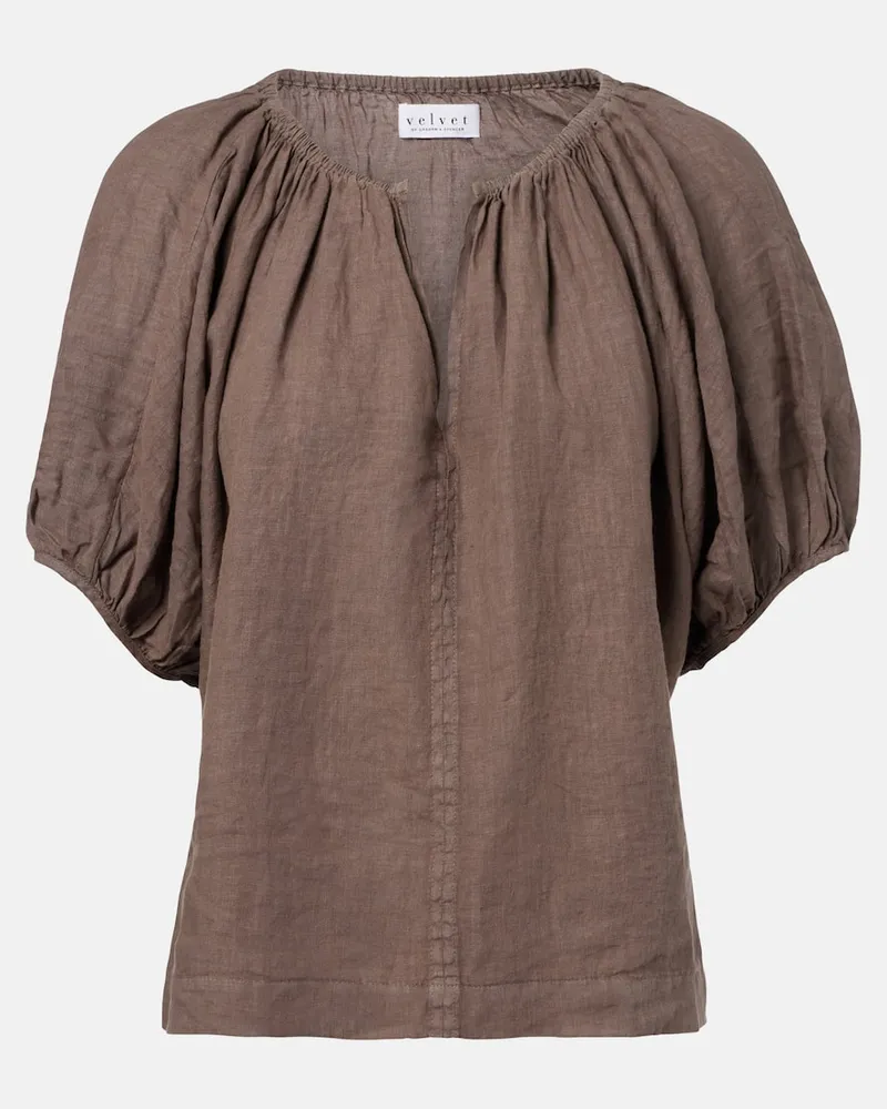 Velvet Blusa Cosette in lino Marrone