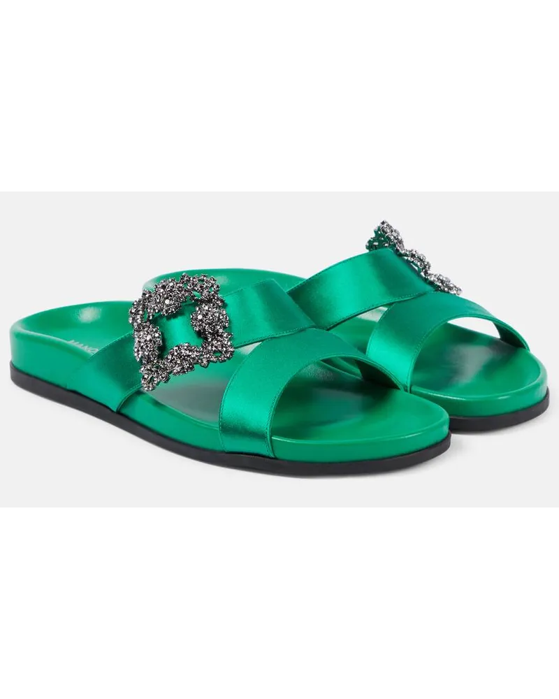 Manolo Blahnik Sandali Chilanghi in raso Verde