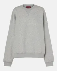 Gucci Felpa in jersey di cotone con logo Grigio