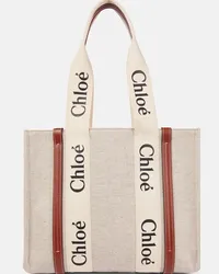 Chloé Chloé Shopper Woody Medium in canvas Bianco