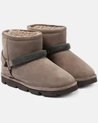 Brunello Cucinelli Stivali in suede con shearling Grigio