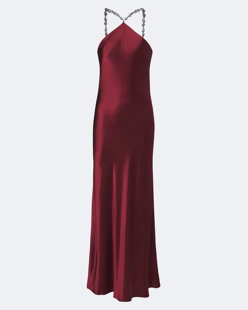 STAUD Abito sottoveste Cadence in satin Borgogna