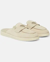 Prada Slippers Saint Tropez Logo in suede Beige