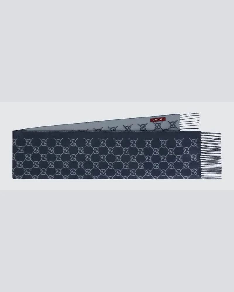 Gucci Sciarpa in cashmere GG Blu