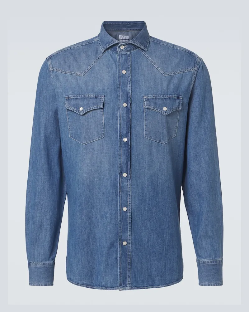 Brunello Cucinelli Camicia di jeans Blu