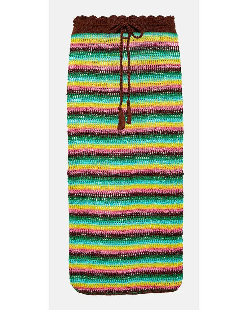 Anna Kosturova Gonna midi in crochet di cotone a righe Multicolore