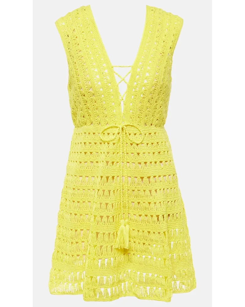 Anna Kosturova Miniabito Bianca in crochet di cotone Giallo