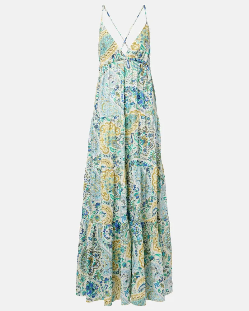 Etro Abito lungo in cotone con stampa paisley Multicolore