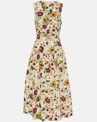 Ulla Johnson Abito midi Kiran in cotone con stampa floreale Bianco