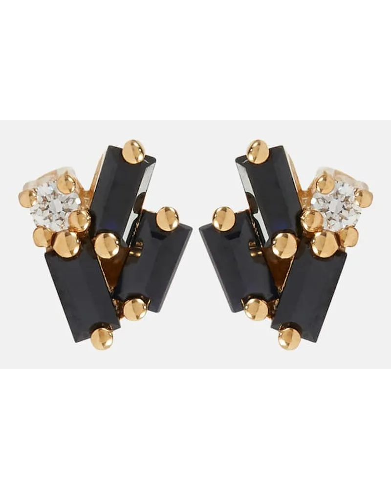 Suzanne Kalan Orecchini Fireworks in oro 18kt con diamanti e zaffiri neri Nero