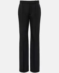 Saint Laurent Pantaloni regular in lana a vita alta Nero