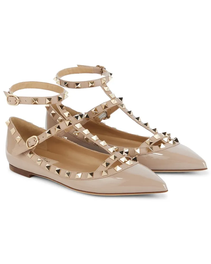 Valentino Garavani Ballerine Rockstud in vernice Rosa