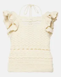 Zimmermann Top Waverly in crochet di cotone Bianco