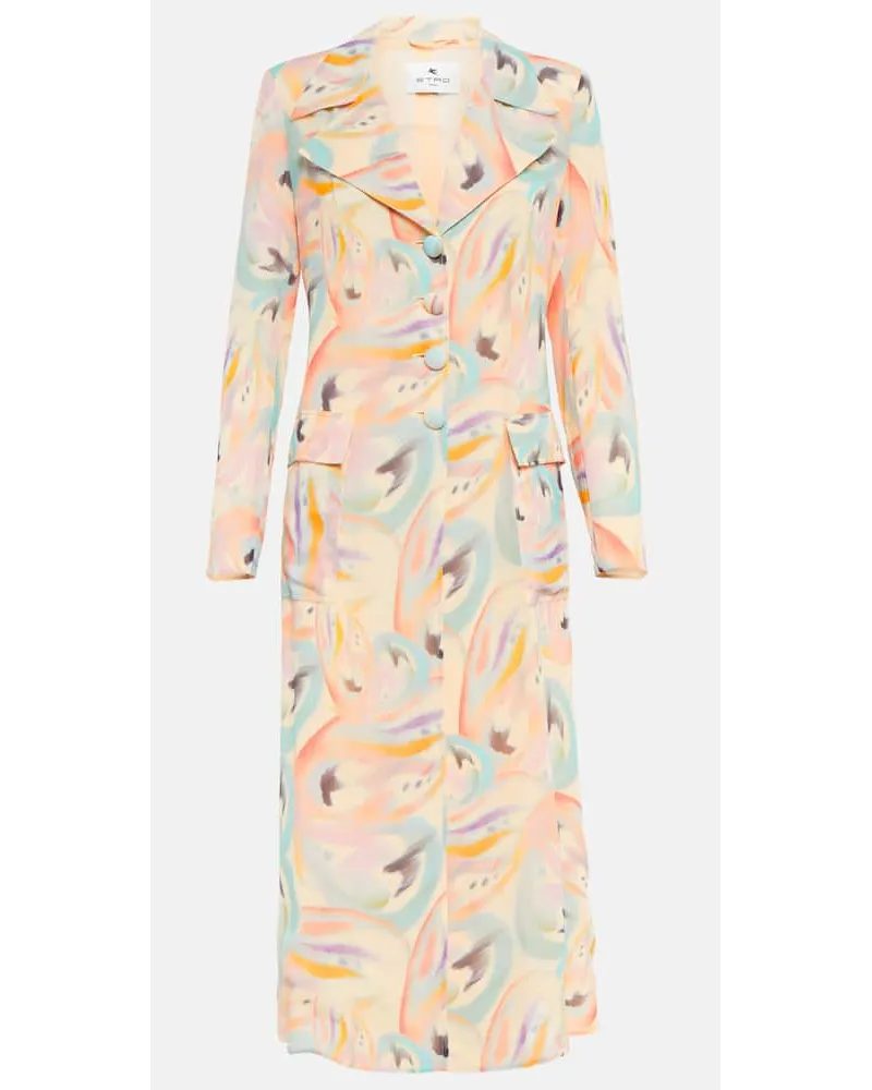 Etro Cappotto in seta con stampa Multicolore