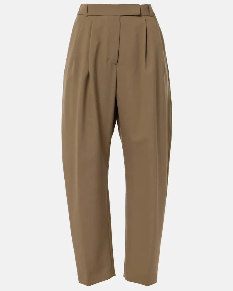 Róhe RÃ³he Pantaloni barrel in lana vergine a vita alta Marrone