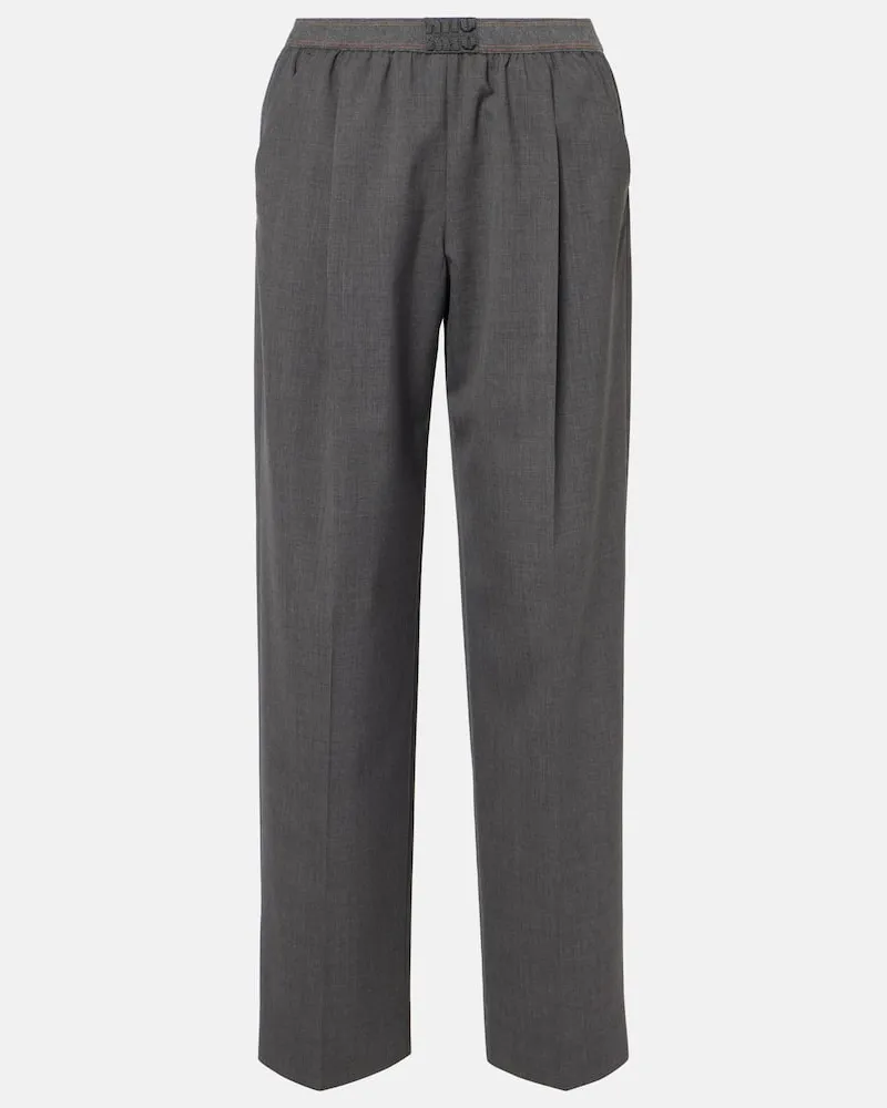 Miu Miu Pantaloni regular in lana vergine Grigio
