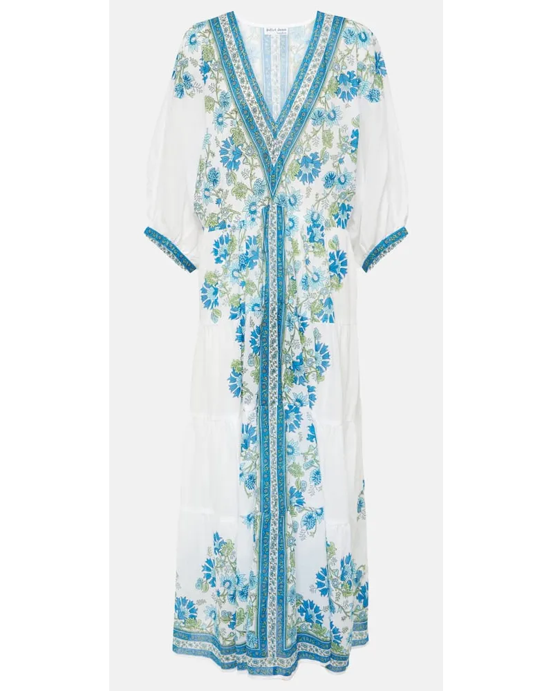Juliet Dunn Abito lungo in cotone a fiori Bianco