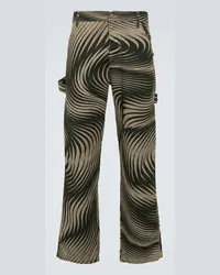 Dries van Noten Pantaloni in cotone e lino a gamba larga Multicolore