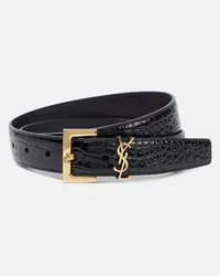 Saint Laurent Cintura Cassandre in vernice Nero