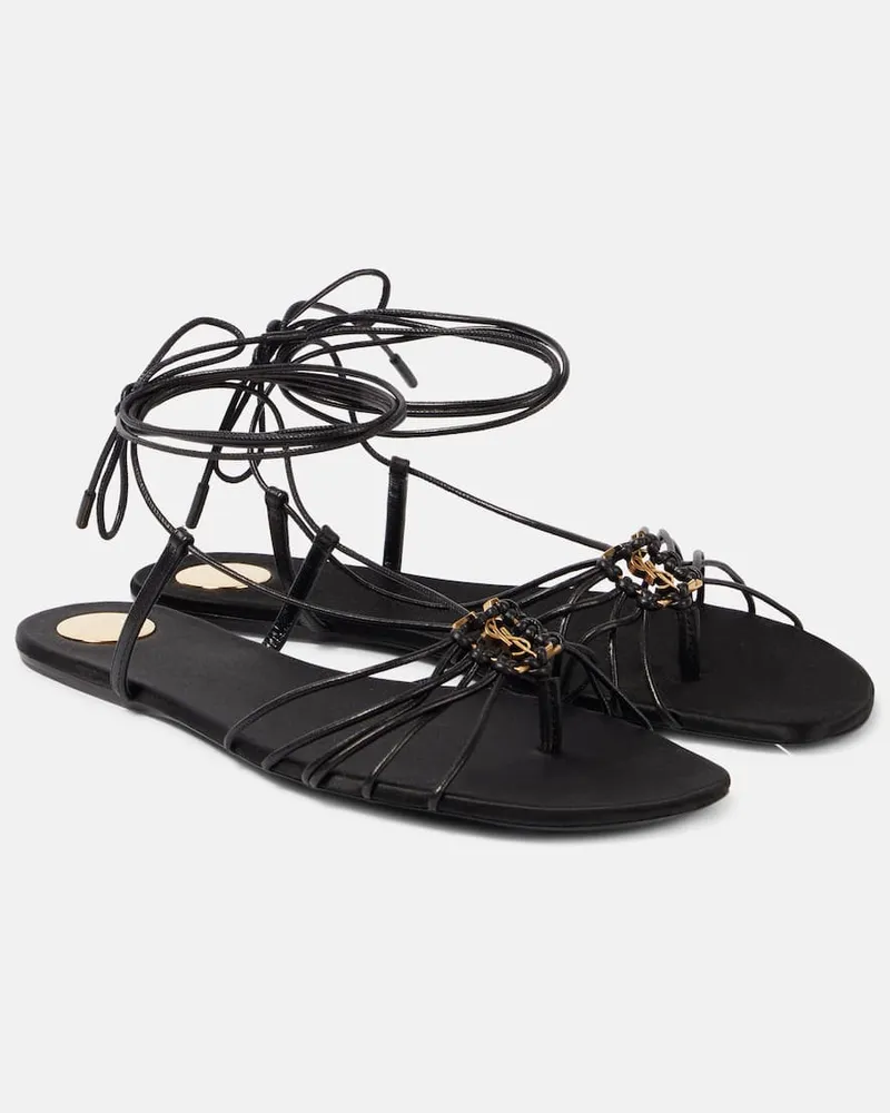 Saint Laurent Sandali Babylone Cassandre in pelle Nero