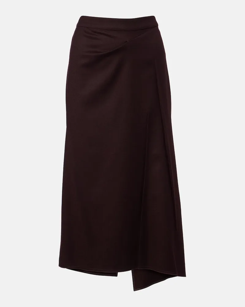 Victoria Beckham Gonna midi in lana vergine Borgogna