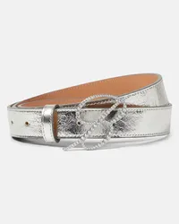 Blumarine Cintura in pelle metallizzata Argento