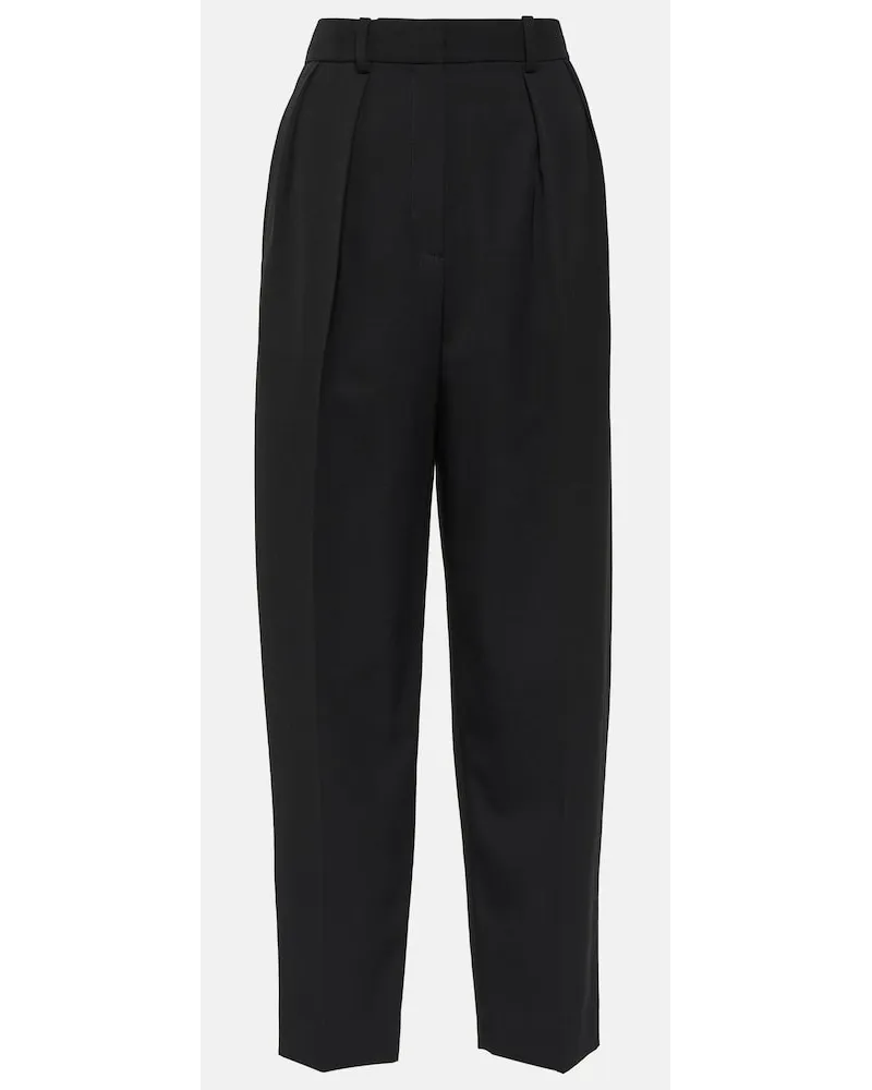 The Row Pantaloni regular Corby in twill di lana Nero