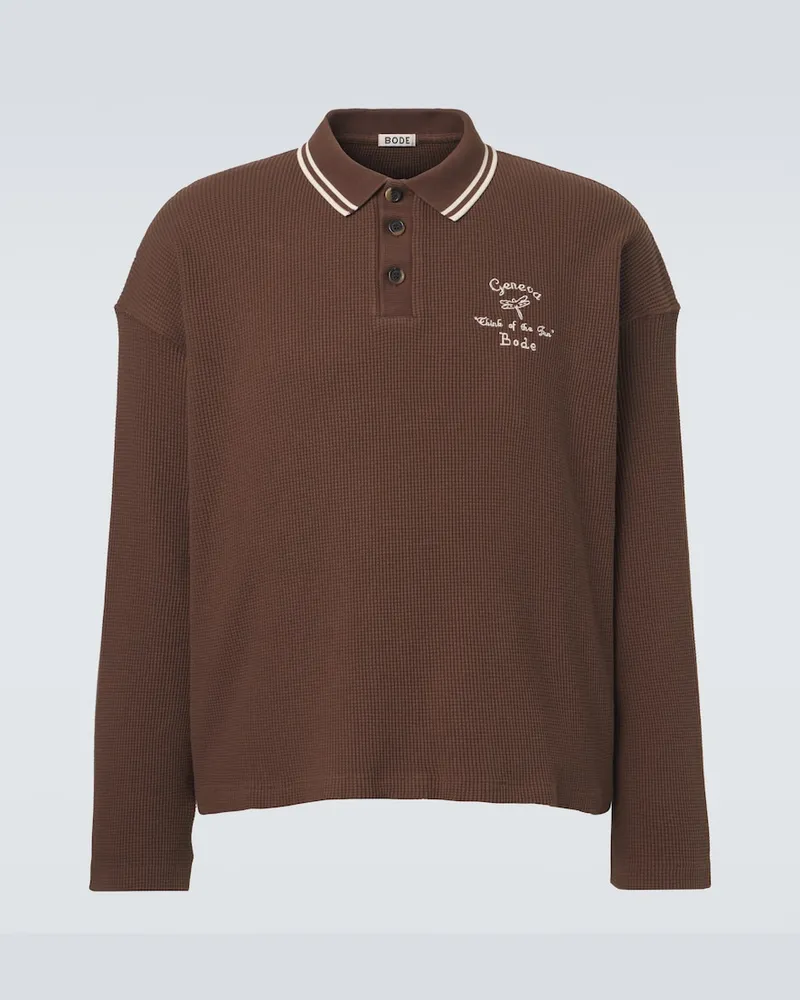 BODE Pullover polo Geneva in cotone a nido d'ape Marrone
