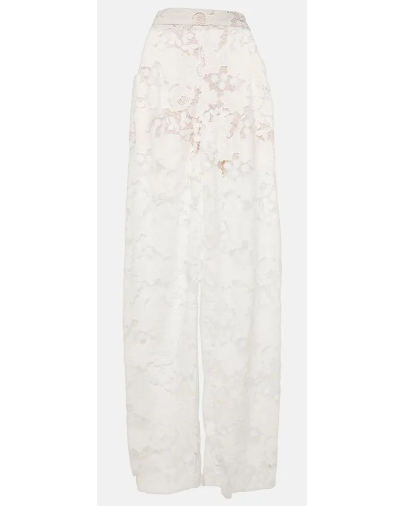 Oscar de la Renta Pantaloni in pizzo a vita alta Bianco