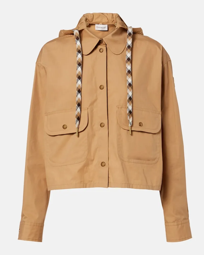 Moncler Giacca in misto cotone con cappuccio Beige